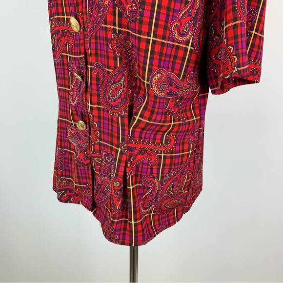 Vintage SK & Company Plaid Paisley Button Down Shirt Sz 14 - Picture 9 of 14